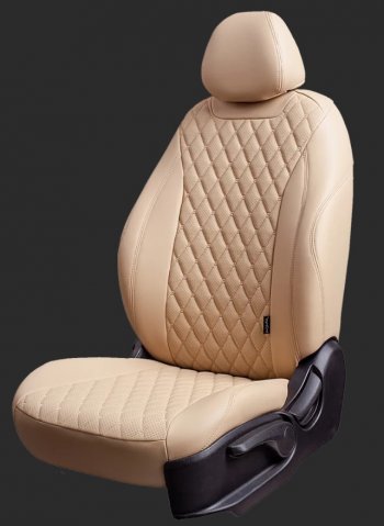14 999 р. Чехлы для сидений Lord Autofashion Байрон (экокожа, спинка 60/40, 2 П- и 1 Г-образных подголовника) Chevrolet Cruze J305 хэтчбек дорестайлинг (2009-2012) (Бежевый, вставка бежевая, строчка бежевая)  с доставкой в г. Вологда. Увеличить фотографию 2