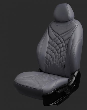 Чехлы для сидений Lord Autofashion Байрон ЖУК (экокожа, спинка 60/40, 2 П- и 1 Г-образных подголовника) Chevrolet Cruze J305 хэтчбек дорестайлинг (2009-2012) (Серый, вставка серая, строчка серая)
