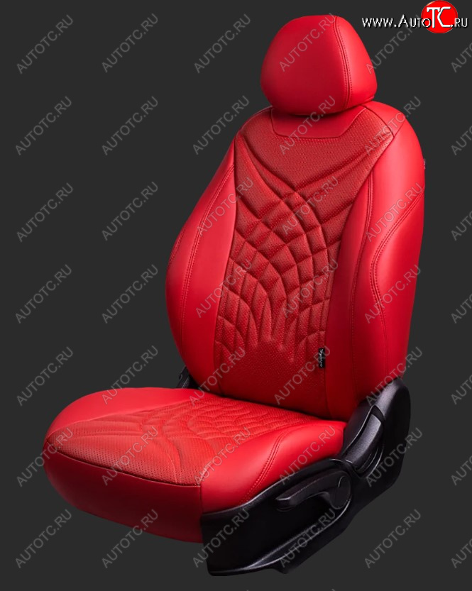 20 999 р. Чехлы для сидений Lord Autofashion Байрон ЖУК (экокожа, спинка 60/40, 2 П- и 1 Г-образных подголовника) Chevrolet Cruze J305 хэтчбек дорестайлинг (2009-2012) (Красный, вставка красная, строчка красная)  с доставкой в г. Вологда