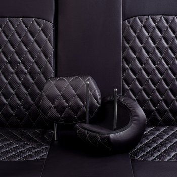7 199 р. Чехлы для сидений Lord Autofashion Турин Ромб (экокожа, 60/40, 2 П- и 1 Г-образных подголовника) Chevrolet Cruze J300 седан рестайлинг (2012-2015) (Черный, вставка черная, строчка серая)  с доставкой в г. Вологда. Увеличить фотографию 5