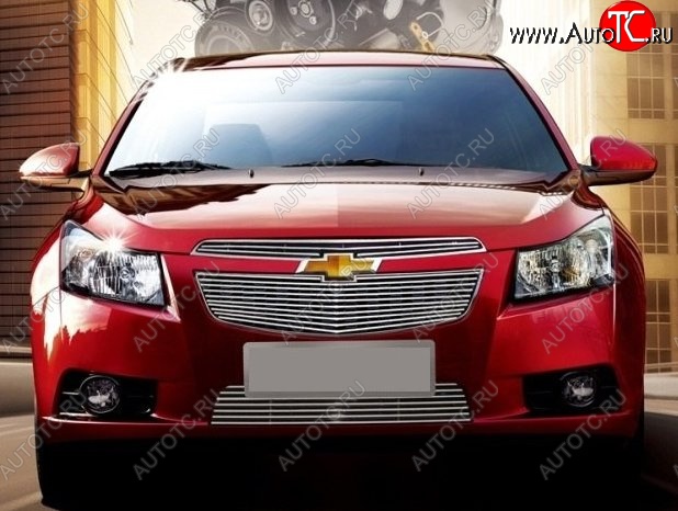 6 749 р. Декоративные вставки решетки радиатора и переднего бампера CT Chevrolet Cruze J300 седан рестайлинг (2012-2015) (Неокрашенная)  с доставкой в г. Вологда