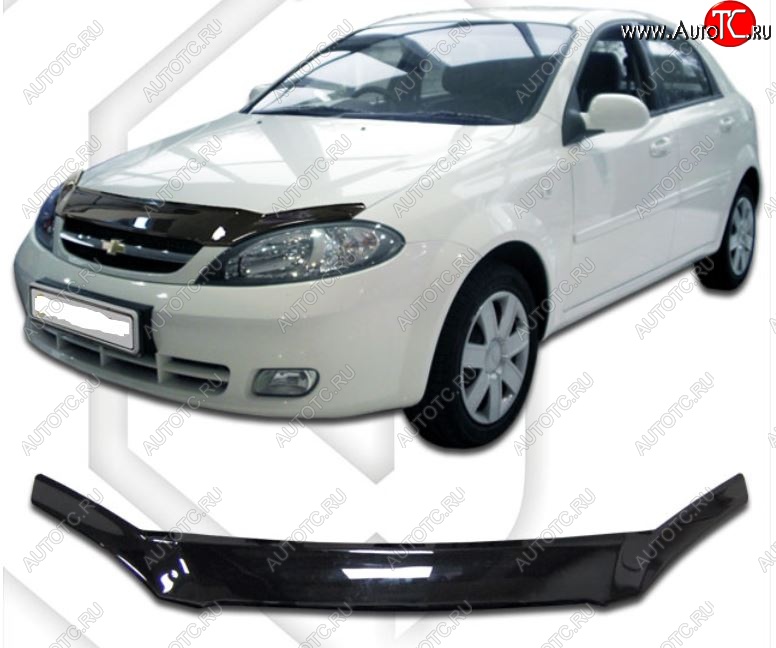 1 999 р. Дефлектор капота CA-Plastic Chevrolet Lacetti хэтчбек (2002-2013) (Classic черный, Без надписи)  с доставкой в г. Вологда