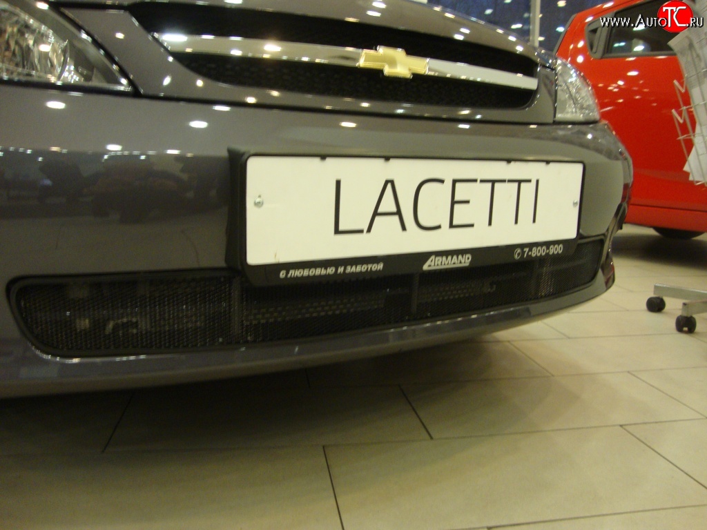 1 469 р. Сетка на бампер Russtal (черная) Chevrolet Lacetti хэтчбек (2002-2013)  с доставкой в г. Вологда