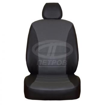 5 699 р. Чехлы на сиденья (экокожа, без заднего подл.) ПЕТРОВ Орегон Daewoo Gentra седан (2005-2011) (черный/серый)  с доставкой в г. Вологда. Увеличить фотографию 2