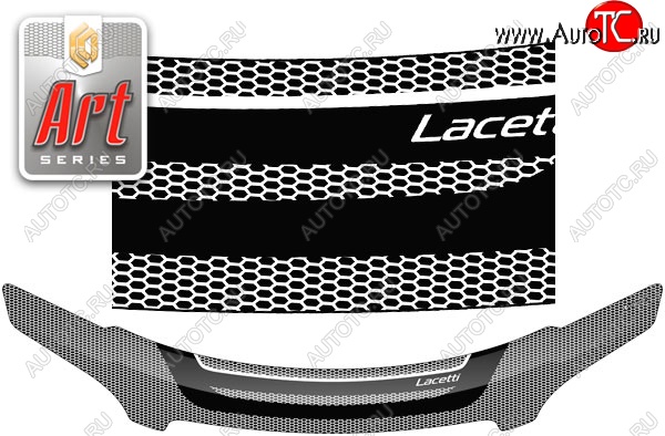 2 299 р. Дефлектор капота CA-Plastiс  Chevrolet Lacetti  универсал (2002-2013) (Серия Art черная)  с доставкой в г. Вологда