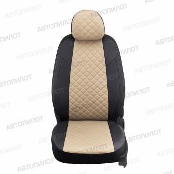 8 749 р. Чехлы на сиденья (экокожа, ЗСиС 40/60, до 2013 г.в.) Автопилот Ромб Chevrolet Niva 2123 дорестайлинг (2002-2008) (черный/бежевый)  с доставкой в г. Вологда. Увеличить фотографию 2