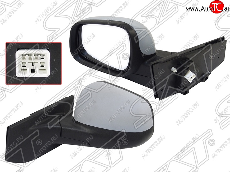 9 699 р. Боковое левое зеркало заднего вида SAT (регулировка, 3 контакта) Daewoo Matiz M300 (2009-2016) (Неокрашенное)  с доставкой в г. Вологда