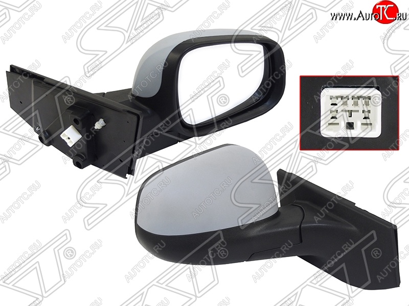 9 699 р. Боковое правое зеркало заднего вида SAT (регулировка, 3 контакта) Chevrolet Spark M300 дорестайлинг (2010-2015) (Неокрашенное)  с доставкой в г. Вологда