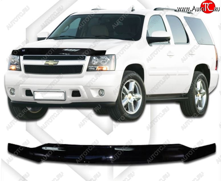 2 079 р. Дефлектор капота CA-Plastic Chevrolet Tahoe GMT900 5 дв. (2006-2013) (Classic черный, Без надписи)  с доставкой в г. Вологда