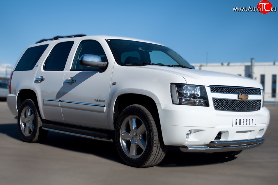 16 949 р. Защита порогов SLITKOFF из круглой трубы диаметром 42 мм (рестайлинг) Chevrolet Tahoe GMT900 5 дв. (2006-2013)  с доставкой в г. Вологда