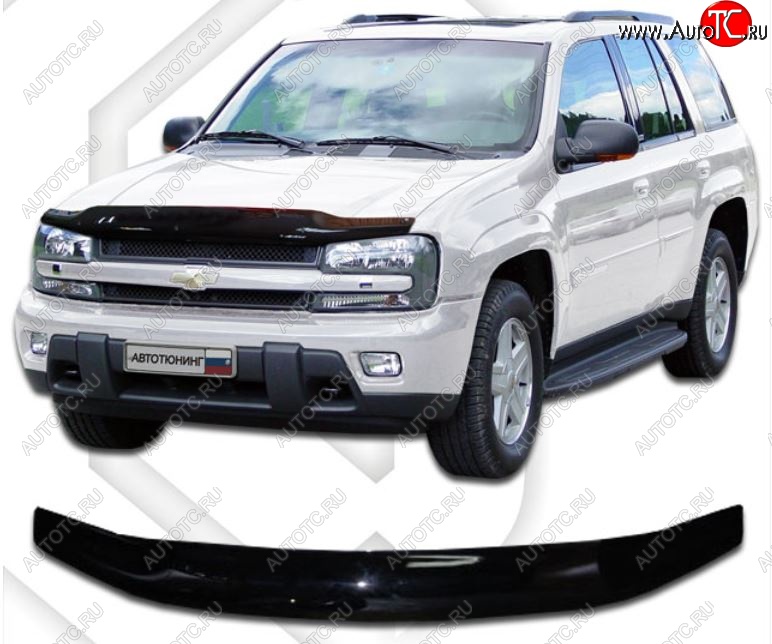 2 159 р. Дефлектор капота CA-Plastic  Chevrolet Trailblazer  GMT360 (2006-2012) рестайлинг (Classic черный, Без надписи)  с доставкой в г. Вологда