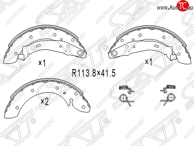 1 599 р. Колодки тормозные SAT (задние, барабанные) Peugeot Partner B9 1-ый рестайлинг (2012-2015)  с доставкой в г. Вологда