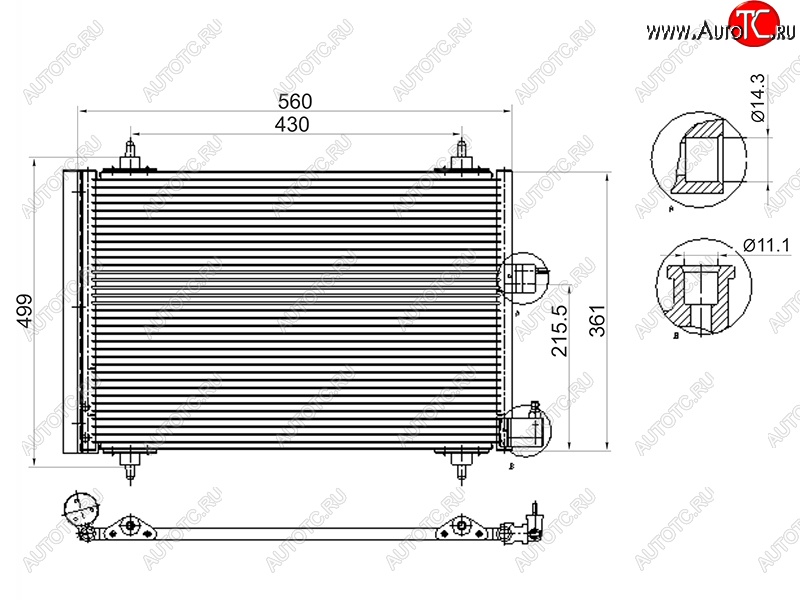 3 689 р. Радиатор кондиционера SAT  CITROEN Berlingo  M59 (2002-2012), Peugeot Partner  M49/M59 (1997-2008)  с доставкой в г. Вологда