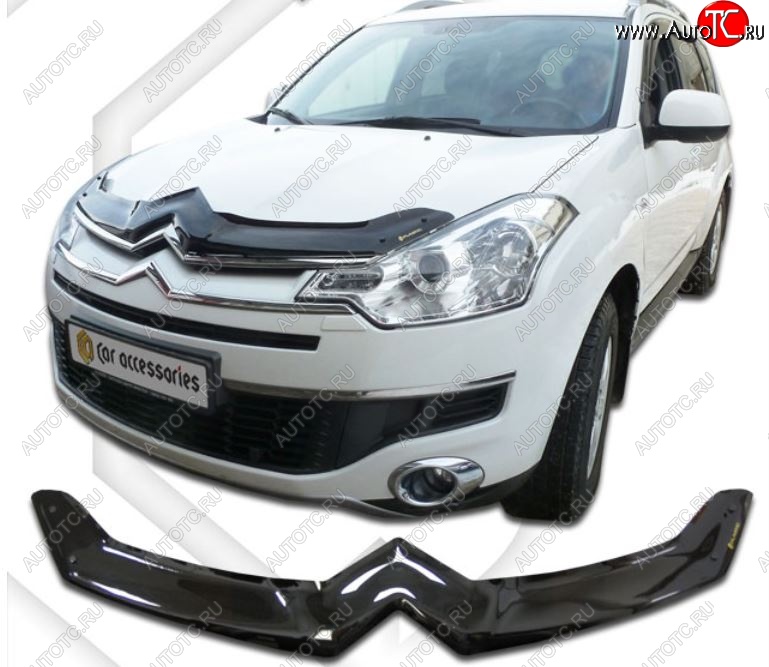 2 079 р. Дефлектор капота CA Plastic (черный)  CITROEN C-crosser (2007-2012) (Classic черный, Без надписи)  с доставкой в г. Вологда