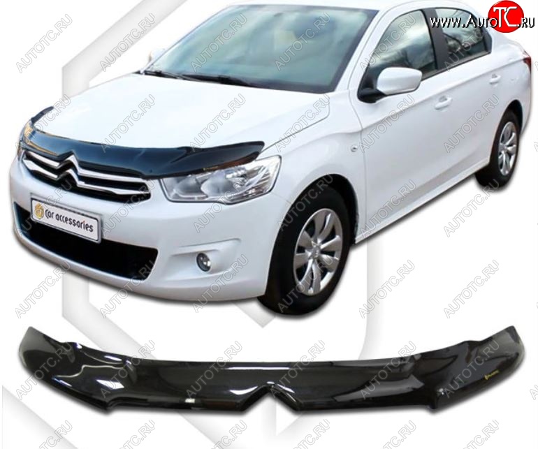 2 399 р. Дефлектор капота CA-Plastiс exclusive  CITROEN C-elysee  дорестайлинг (2012-2017) (Classic черный , Без надписи)  с доставкой в г. Вологда