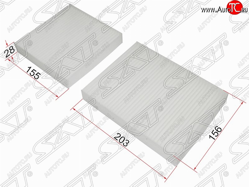 265 р. Фильтр салонный SAT (комплект, 155х156х28/203x156x28 mm)  CITROEN C3  дорестайлинг (2009-2015), CITROEN DS3  PF1 (2009-2016), Peugeot 2008 (2013-2019), Peugeot 207 ( WK,  WA,  WC) (2006-2012), Peugeot 208  1 (2012-2019)  с доставкой в г. Вологда