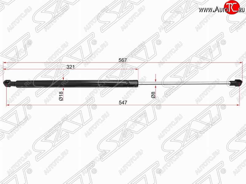 729 р. Упор крышки багажника SAT (газовый)  CITROEN C3 Picasso  дорестайлинг (2008-2012)  с доставкой в г. Вологда