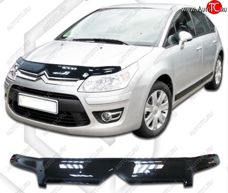 2 159 р. Дефлектор капота CA-Plastic CITROEN C4  дорестайлинг, хэтчбэк 5 дв. (2004-2008) (Classic черный, Без надписи)  с доставкой в г. Вологда