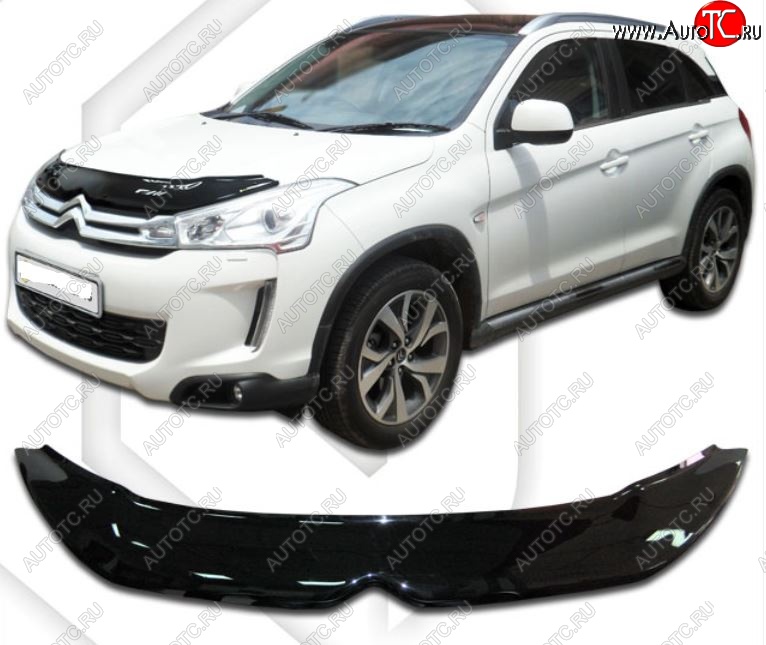 2 079 р. Дефлектор капота CA-Plastiс CITROEN C4 aircross (2012-2017) (Classic черный, Без надписи)  с доставкой в г. Вологда