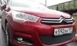 1 469 р. Сетка на бампер (хетчбек) Russtal (черная) CITROEN C4 B7 хэтчбэк 5 дв. (2011-2018)  с доставкой в г. Вологда. Увеличить фотографию 2