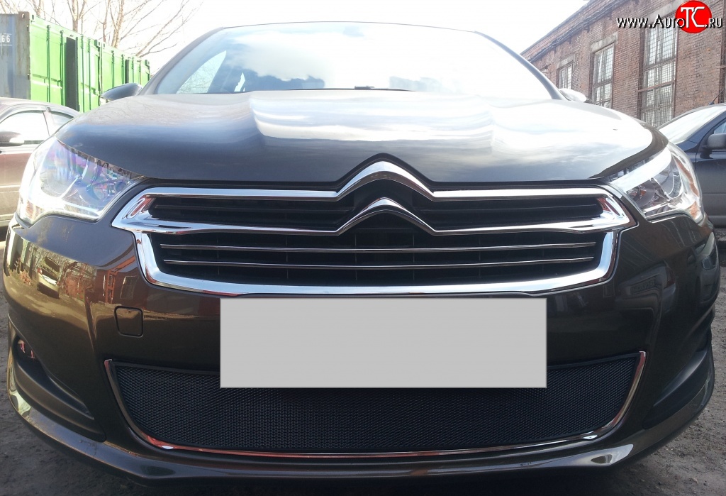 1 469 р. Сетка на бампер (седан) Russtal (черная) CITROEN C4 B7 хэтчбэк 5 дв. (2011-2018)  с доставкой в г. Вологда