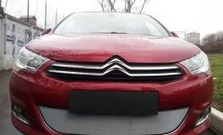 1 539 р. Сетка на бампер (хетчбек) Russtal (хром) CITROEN C4 B7 хэтчбэк 5 дв. (2011-2018)  с доставкой в г. Вологда. Увеличить фотографию 2