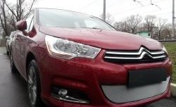 1 539 р. Сетка на бампер (хетчбек) Russtal (хром) CITROEN C4 B7 хэтчбэк 5 дв. (2011-2018)  с доставкой в г. Вологда. Увеличить фотографию 3