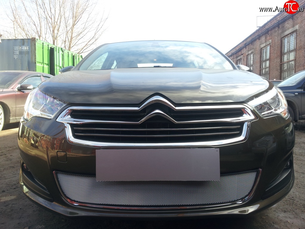 1 539 р. Сетка на бампер (седан) Russtal (хром) CITROEN C4 B7 хэтчбэк 5 дв. (2011-2018)  с доставкой в г. Вологда