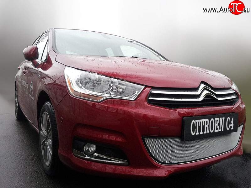 2 079 р. Сетка на бампер внешняя Autofamily , 10 мм CITROEN C4 B7 хэтчбэк 5 дв. (2011-2018) (Хром)  с доставкой в г. Вологда