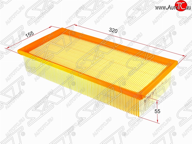 274 р. Фильтр воздушный двигателя SAT (320х155х55 mm)  CITROEN C5 ( X40,DC,  X40,DE) (2000-2004), Peugeot 406 ( 8B,  8E,F) (1995-2004)  с доставкой в г. Вологда