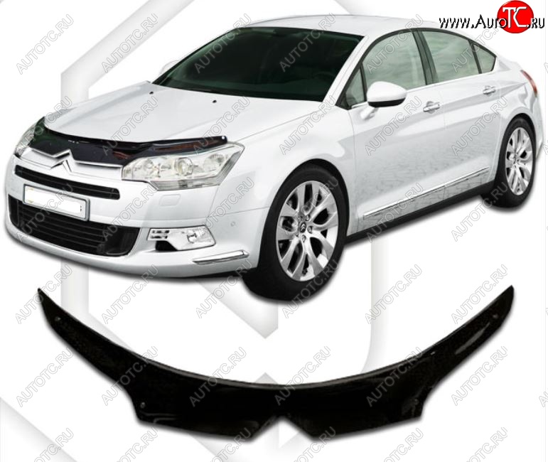 2 199 р. Дефлектор капота CA-Plastic exclusive  CITROEN C5 ( RD,  RW) (2008-2017) дорестайлинг, седан, доресталийнг, универсал (Classic черный, Без надписи)  с доставкой в г. Вологда