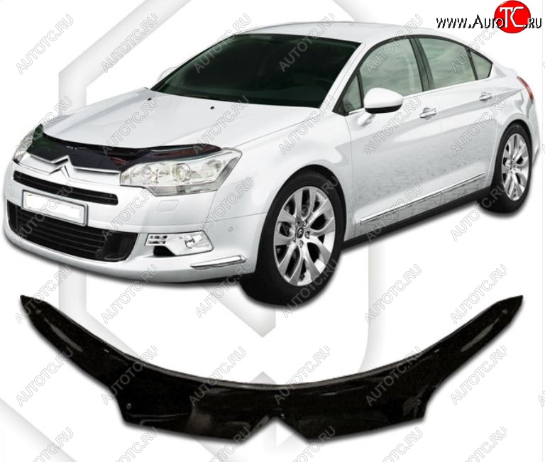 2 159 р. Дефлектор капота CA-Plastic CITROEN C5 RD дорестайлинг, седан (2008-2017) (Classic черный, Без надписи)  с доставкой в г. Вологда