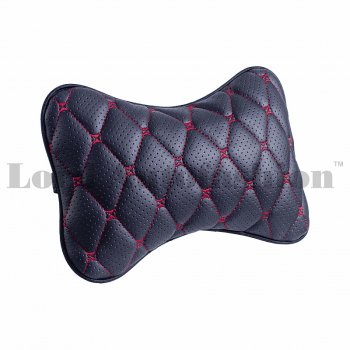 349 р. Подушка-косточка Lord Autofashion Байрон (экокожа, 1 шт.) Лада Ларгус дорестайлинг R90 (2012-2021) (Черный, строчка красная)  с доставкой в г. Вологда. Увеличить фотографию 2