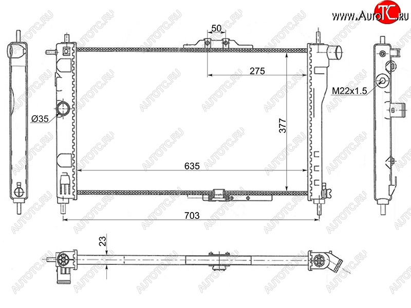 3 579 р. Радиатор двигателя SAT (трубчатый, МКПП, C18LE, G15MF, G16MF, A15MF) Daewoo Nexia дорестайлинг (1995-2008)  с доставкой в г. Вологда