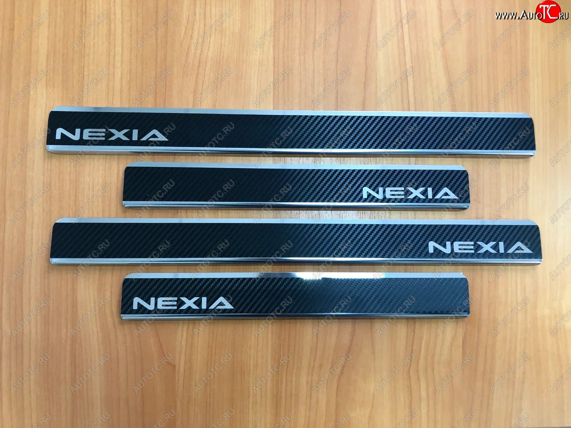 2 489 р. Накладки порожков салона INOX  Daewoo Nexia ( дорестайлинг,  рестайлинг) (1995-2015) (Нержавеющая сталь + карбон)  с доставкой в г. Вологда