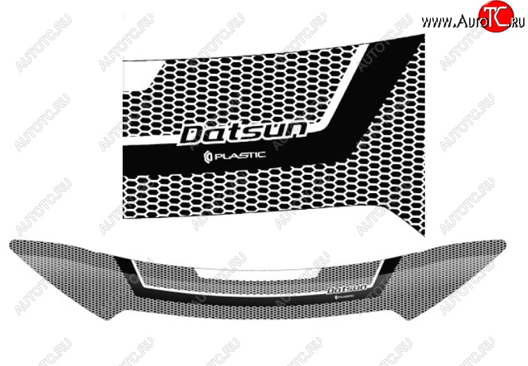2 299 р. Дефлектор капота CA-Plastiс  Datsun mi-DO - on-DO (Серия Art белая)  с доставкой в г. Вологда