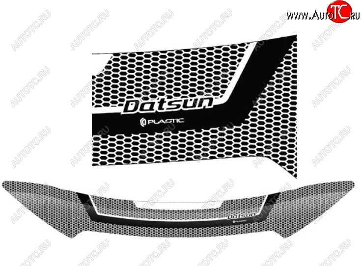 2 299 р. Дефлектор капота CA-Plastiс  Datsun on-DO (2014-2019) седан дорестайлинг (Серия Art графит)  с доставкой в г. Вологда
