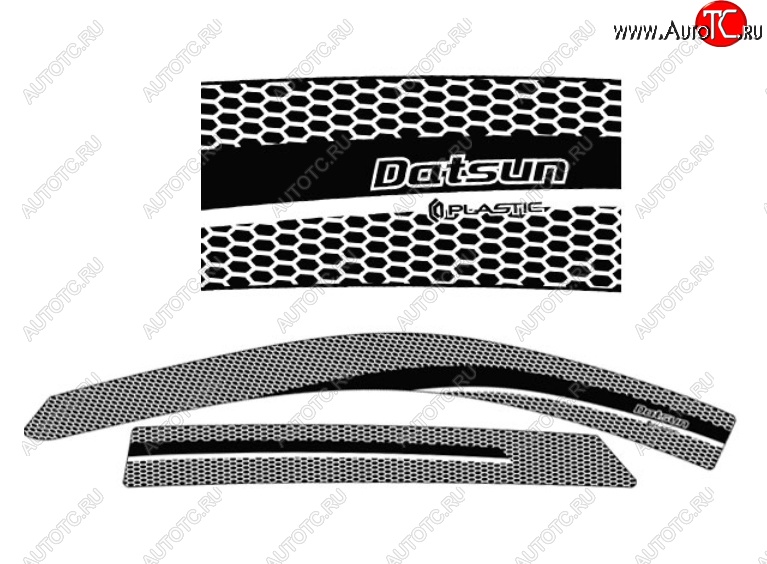 2 159 р. Дефлектора окон CA-Plastic  Datsun on-DO (2014-2021) седан дорестайлинг, седан рестайлинг (Серия Art черная, Без хром.молдинга)  с доставкой в г. Вологда
