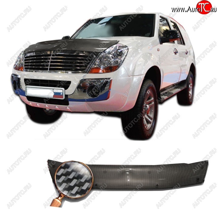 2 559 р. Дефлектор капота CA-Plastiс  Derways Aurora (2006-2008) (Шелкография карбон-серебро)  с доставкой в г. Вологда
