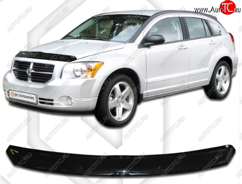 1 839 р. Дефлектор капота CA-Plastic Dodge Caliber (2006-2012) (Classic черный, Без надписи)  с доставкой в г. Вологда
