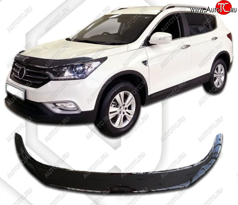 2 199 р. Дефлектор капота CA-Plastiс  Dong Feng AX7 (2014-2017) (Classic черный, Без надписи)  с доставкой в г. Вологда