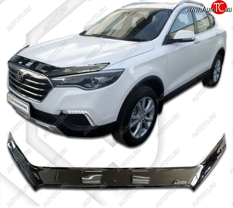 2 159 р. Дефлектор капота CA-Plastiс FAW Besturn X80 рестайлинг (2016-2021) (Classic черный, Без надписи)  с доставкой в г. Вологда