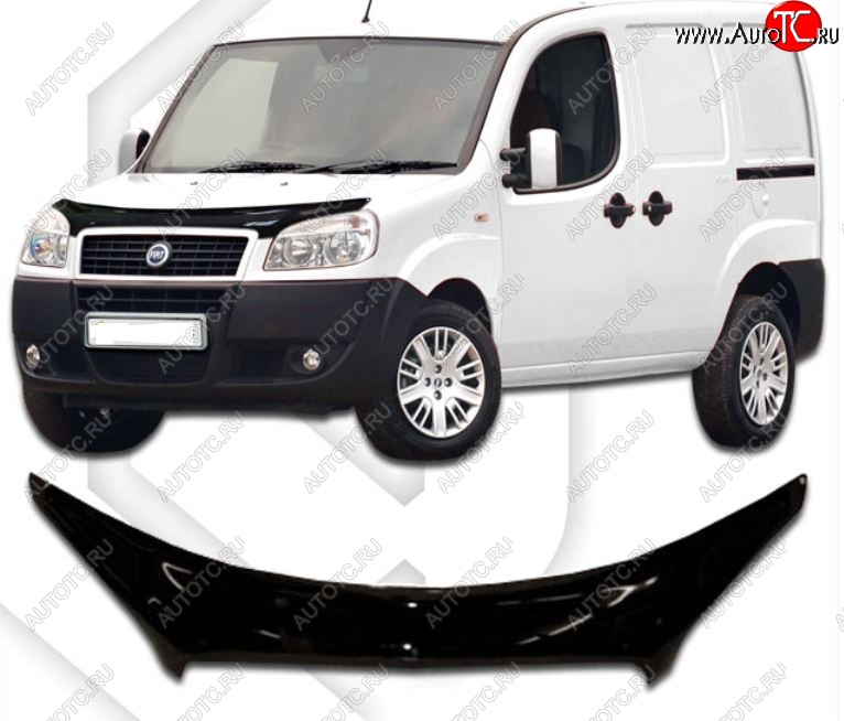 2 399 р. Дефлектор капота CA-Plastiс exclusive  Fiat Doblo  223 (2005-2016) рестайлинг (Classic черный, Без надписи)  с доставкой в г. Вологда