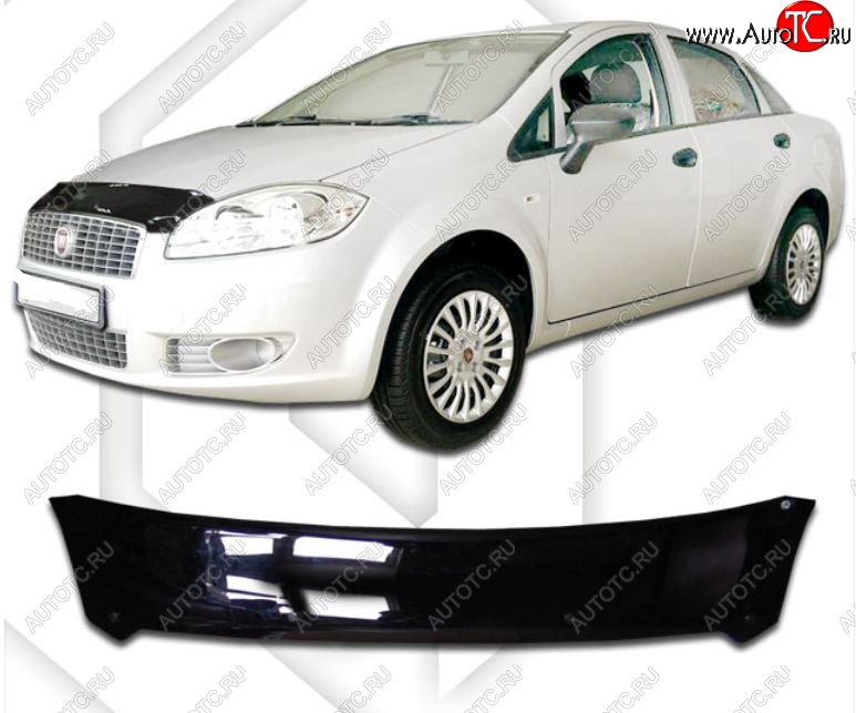 1 999 р. Дефлектор капота CA-Plastic Fiat Linea (2007-2016) (Classic черный, Без надписи)  с доставкой в г. Вологда