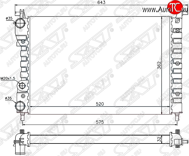 6 449 р. Радиатор двигателя SAT (пластинчатый, МКПП) Fiat Palio 178 хэтчбэк 5 дв. дорестайлинг (1996-2003)  с доставкой в г. Вологда