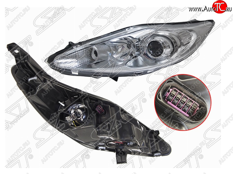 10 999 р. Левая фара (хром, с корректором) SAT Ford Fiesta 6 хэтчбэк 3 дв. дорестайлинг (2008-2013)  с доставкой в г. Вологда