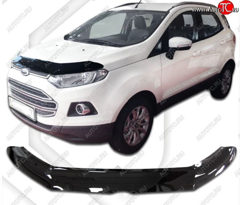 2 159 р. Дефлектор капота CA-Plastiс Ford EcoSport дорестайлинг (2013-2019) (Classic черный, Без надписи)  с доставкой в г. Вологда
