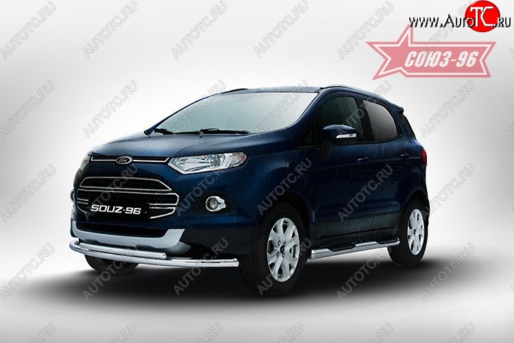 4 799 р. Защита переднего бампера двойная Souz-96 (d60/42) Ford EcoSport дорестайлинг (2013-2019)  с доставкой в г. Вологда