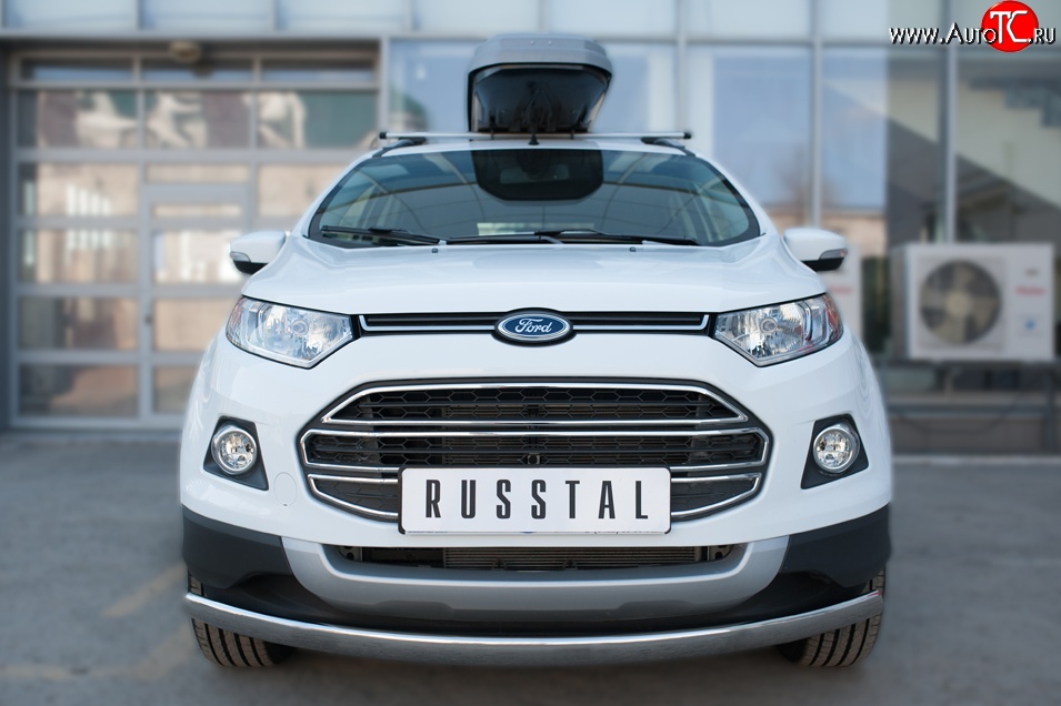 13 749 р. Защита переднего бампера (Ø75х42 мм, нержавейка) Russtal Ford EcoSport дорестайлинг (2013-2019)  с доставкой в г. Вологда