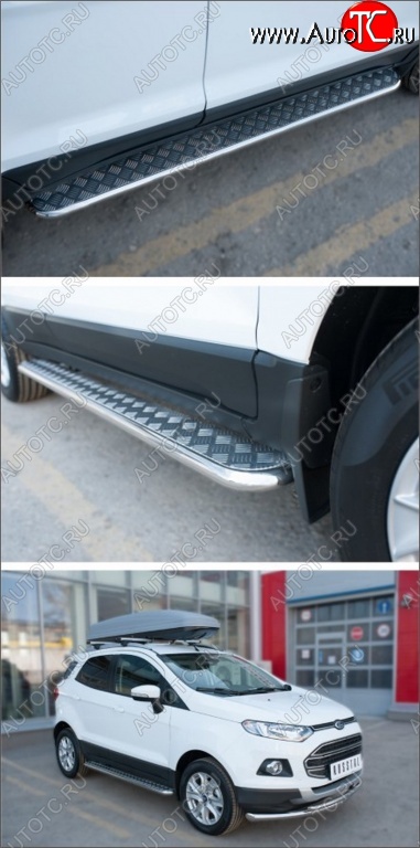 35 549 р. Широкая защита порогов с трубой d42 мм SLITKOFF v3 Ford EcoSport дорестайлинг (2013-2019)  с доставкой в г. Вологда